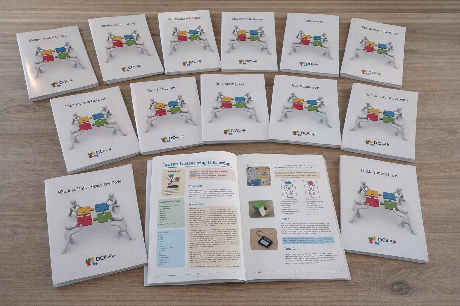 Do-Lab Unit lesson booklets spread out